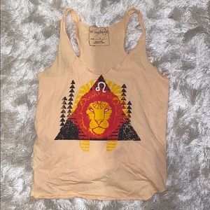 Free People Cream Orange Lion Tank